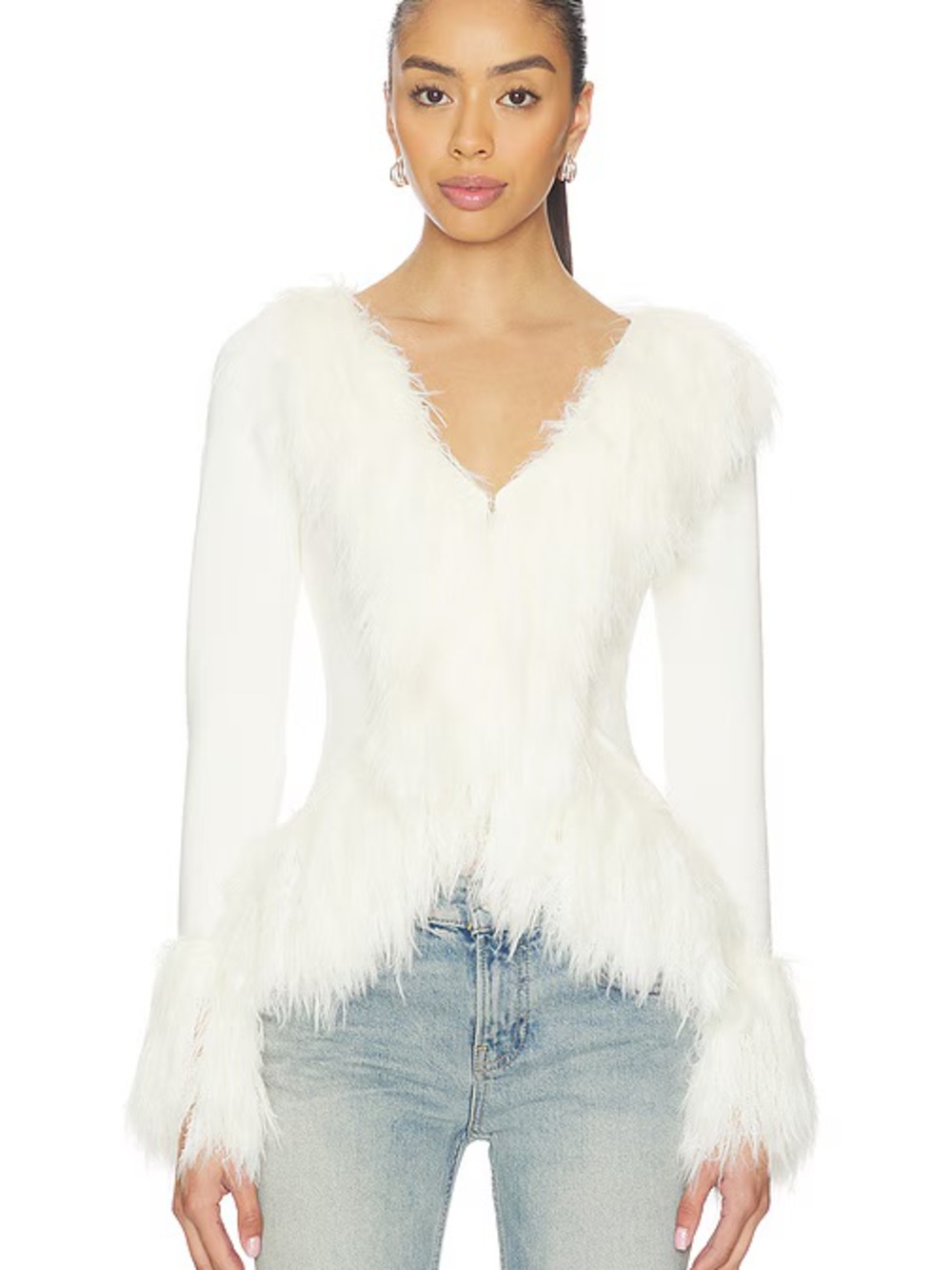 Free People Marylyn Cardigan Ivory V-Neck Sweater MSRP $168 size large BNWT